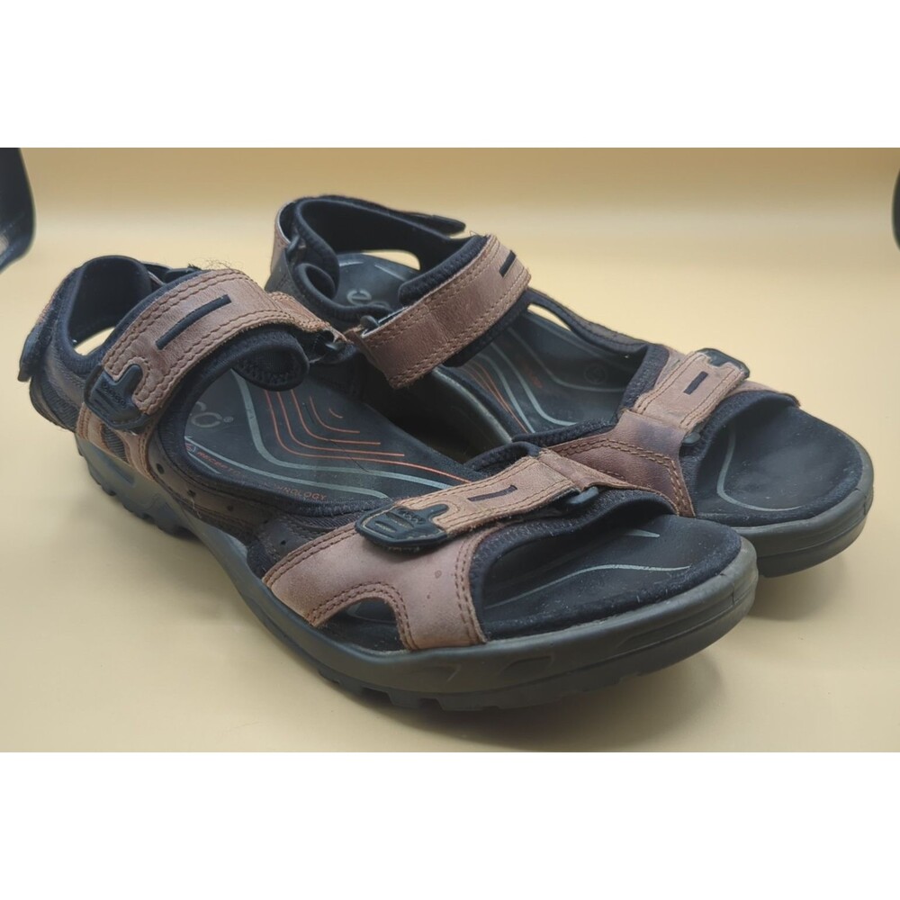 Ecco Yucatan Receptor Technology Hiking Espresso Leather Sandal Men Sz 47- 13 US